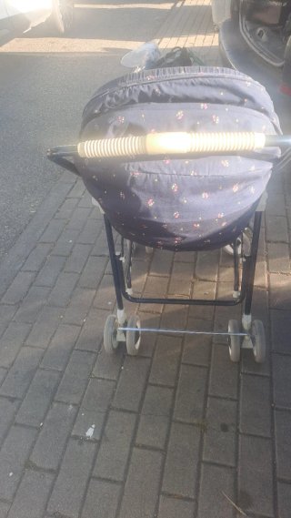 Carrito de bebé azul floral