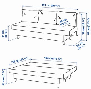 Sofá Cama IKEA ÄLVDALEN 3 Plazas Gris