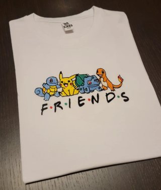 Maglietta Pokemon Ricamata Friends