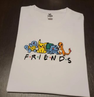 Maglietta Pokemon Ricamata Friends