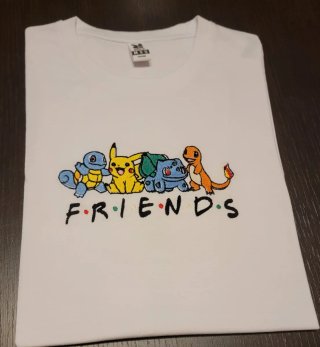 Maglietta Pokemon Ricamata Friends