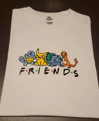 Maglietta Pokemon Ricamata Friends