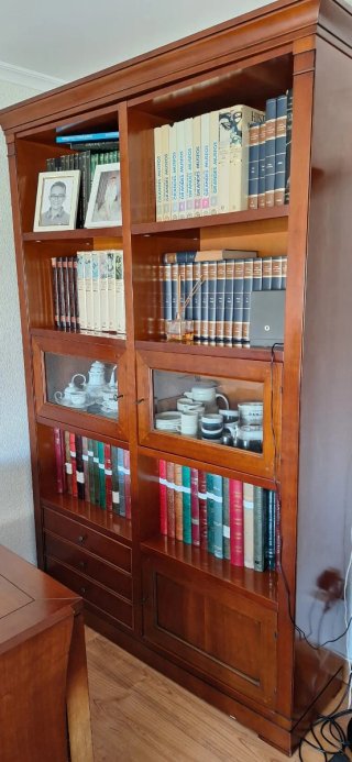 Estantería de madera y cristal