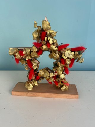 Estrella Decoración Navidad Dorada y Roja