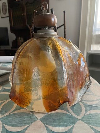 Lampadario Murano Vetro Soffiato Ambrato Anni '70