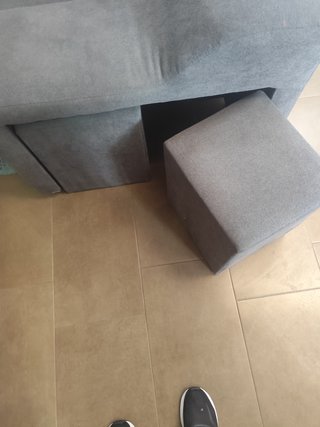 Sofá chaise longue gris tela