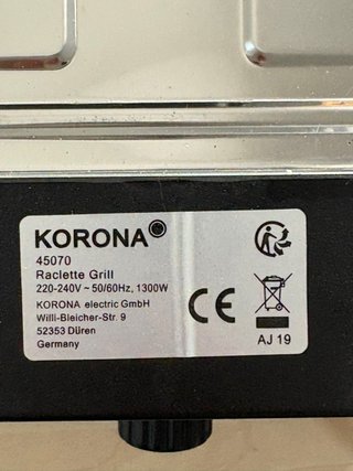 Raclette Eléctrica Korona