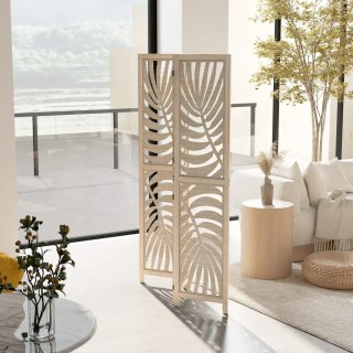 Biombo Decorativo Madera Hoja Palma