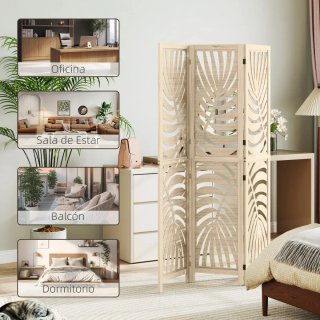Biombo Decorativo Madera Hoja Palma