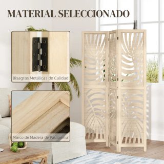 Biombo Decorativo Madera Hoja Palma