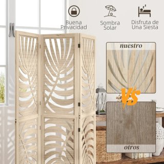 Biombo Decorativo Madera Hoja Palma