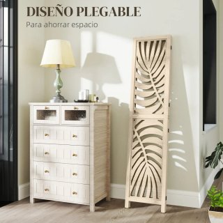 Biombo Decorativo Madera Hoja Palma