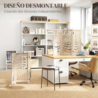 Biombo Decorativo Madera Hoja Palma