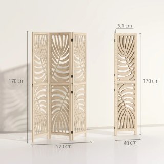 Biombo Decorativo Madera Hoja Palma