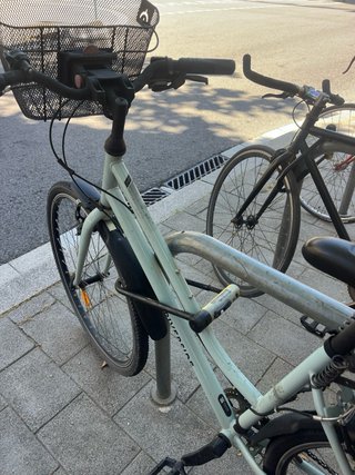 Bicicleta Riverside con silla bebé y cesta