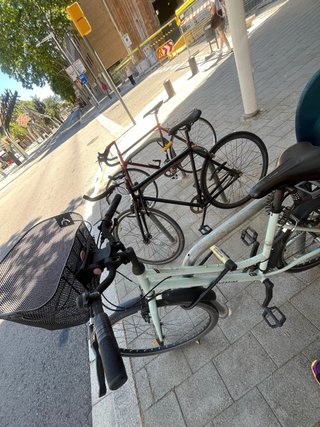 Bicicleta Riverside con silla bebé y cesta