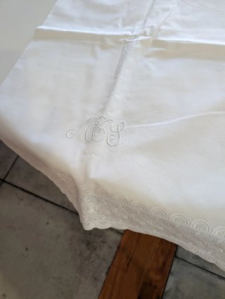 Sábana y funda almohada algodón bordada mano