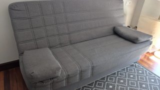 Sofá cama gris tela