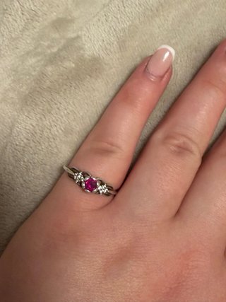 Anillo Plata Vintage Corazón Rojo