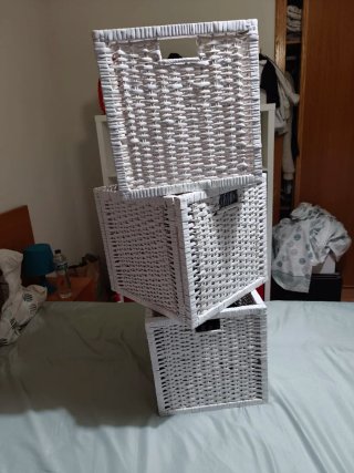 4 Cestas Cubo Kallax Ikea Mimbre Blanco