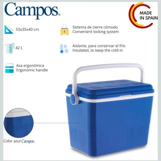 Nevera portátil azul nueva de 42 litros.