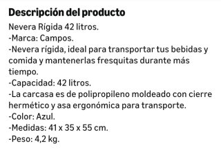 Nevera portátil azul nueva de 42 litros.