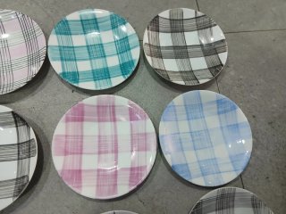 Set di 12 piatti in ceramica Castro a quadri