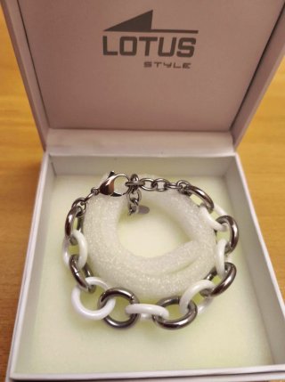 Lotus Style,pulsera de eslabones blancos- plateado