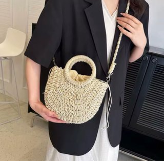 Borsa paglia donna estate tracolla Y2K