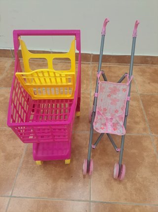 2 Juguetes: Carro de la compra y carrito de bebé