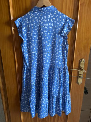 Vestido azul flores blancas Talla S