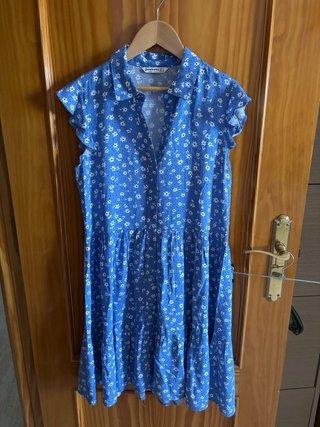 Vestido azul flores blancas Talla S