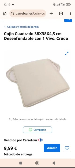 Lote 12 Cojines Cuadrados Carrefour Beige