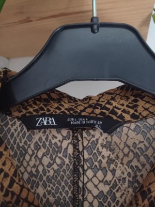 Vestido Zara Animal Print Marrón Talla L