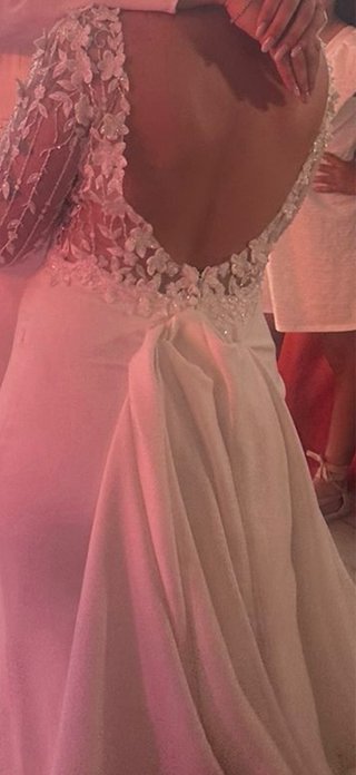 Vestido de Novia Blanco Encaje Manga Larga
