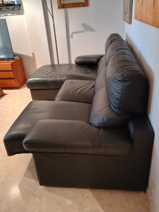 Sofá Chaise Longue 3 Plazas Negro 2.84 largo