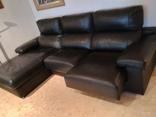Sofá Chaise Longue 3 Plazas Negro 2.84 largo