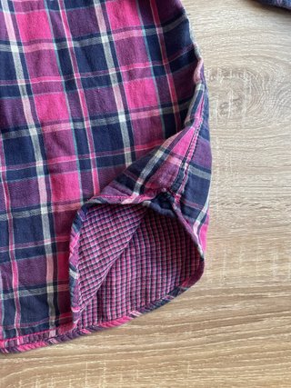 Camisa larga cuadros azul y rosa