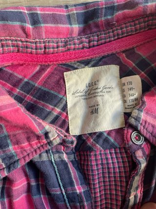 Camisa larga cuadros azul y rosa