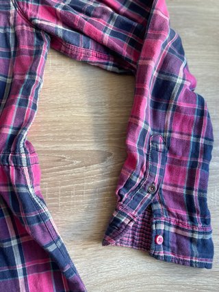 Camisa larga cuadros azul y rosa