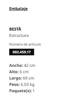 Estructura BESTÅ IKEA 60x20x38 CM