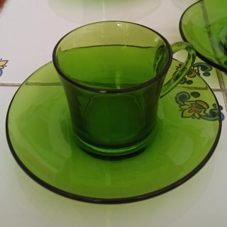 Juego 12 Tazas Café Duralex Verdes y Marrones