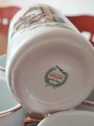 6 Bicchieri di birra in porcellana dorata