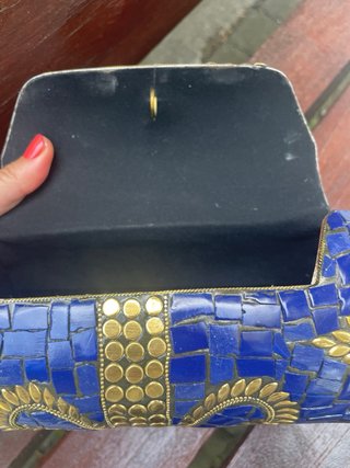 Bolso de fiesta latón azul y dorado