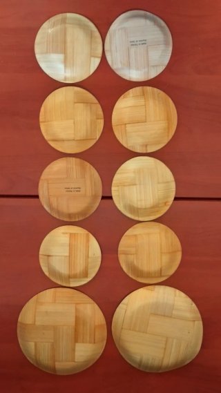 Set 10 Piatti Vintage Bambù Dipinti Artigianali
