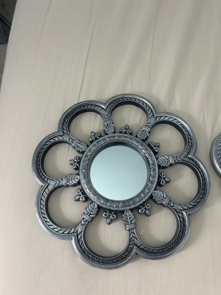 3 Specchi Decorativi Floreali Argentati