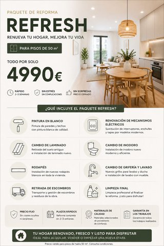 Reforma integral para pisos de 50 m2