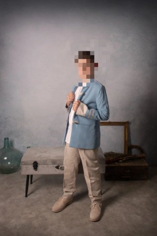 Traje de Comunión Azul y Beige