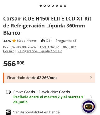 Refrigeración Líquida Corsair iCUE H150i ELITE LCD