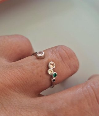 Anillo Plata  burbujas. Ajustable.